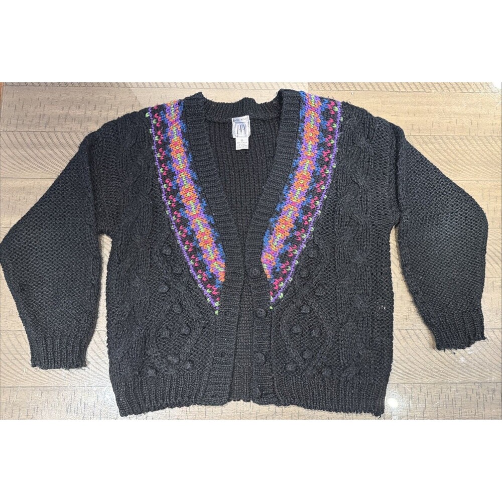 Vintage Sweater Cardigan Chunky knit 90’s IVY Boho Grandma core button down